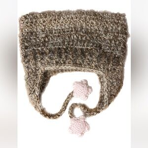 fuzzy brown cat ear hat with stars